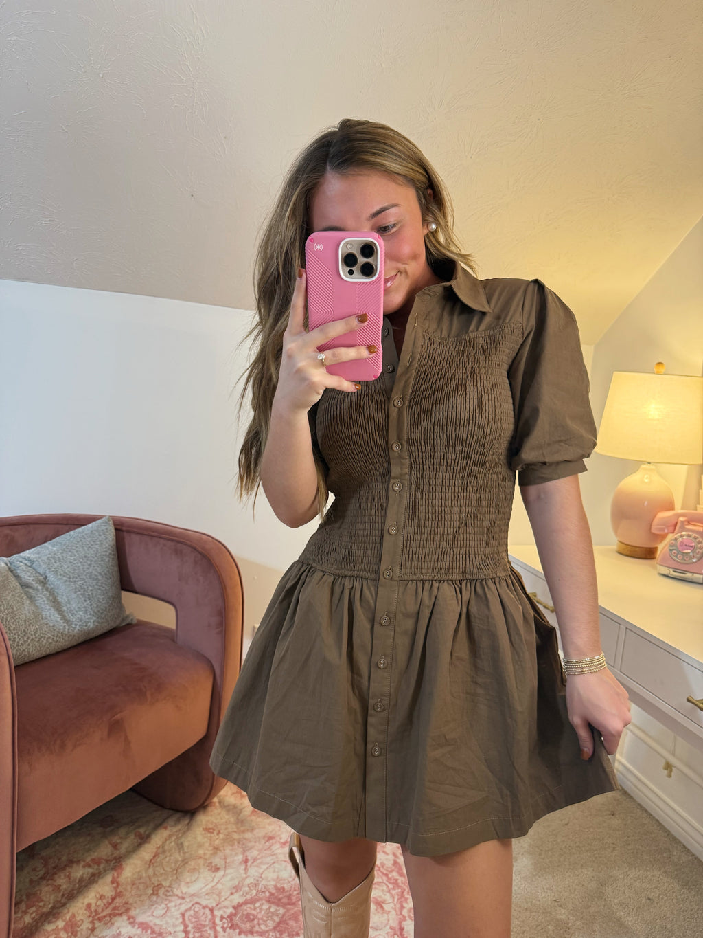 Hazel Nut Swirl Mini Dress