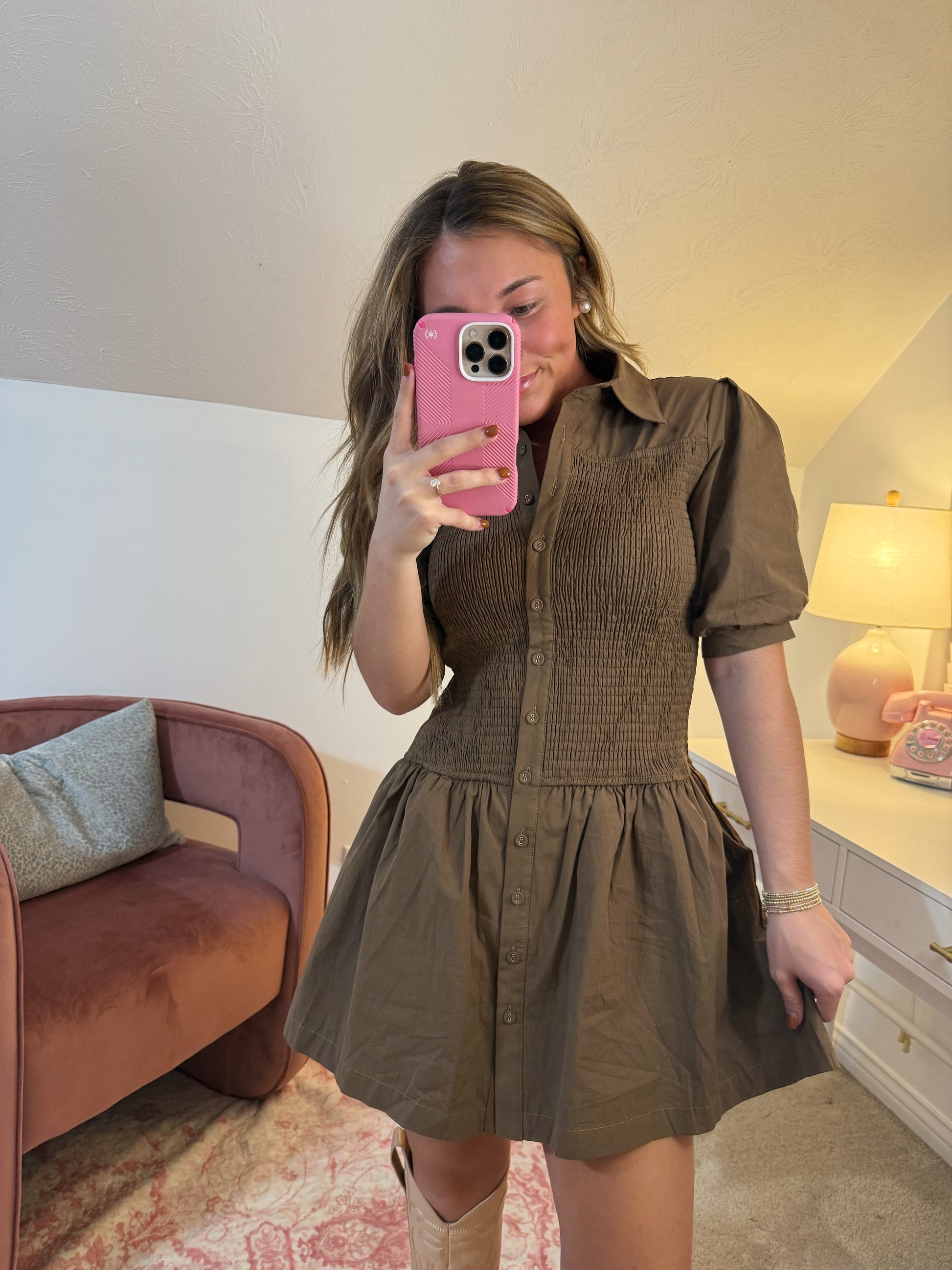 Hazel Nut Swirl Mini Dress