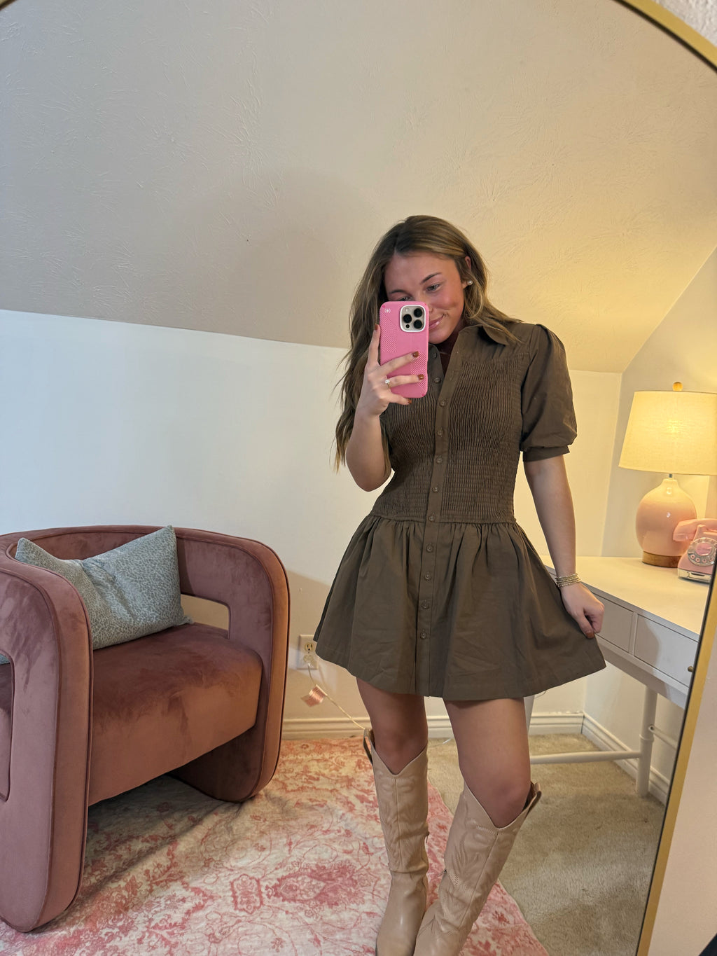 Hazel Nut Swirl Mini Dress